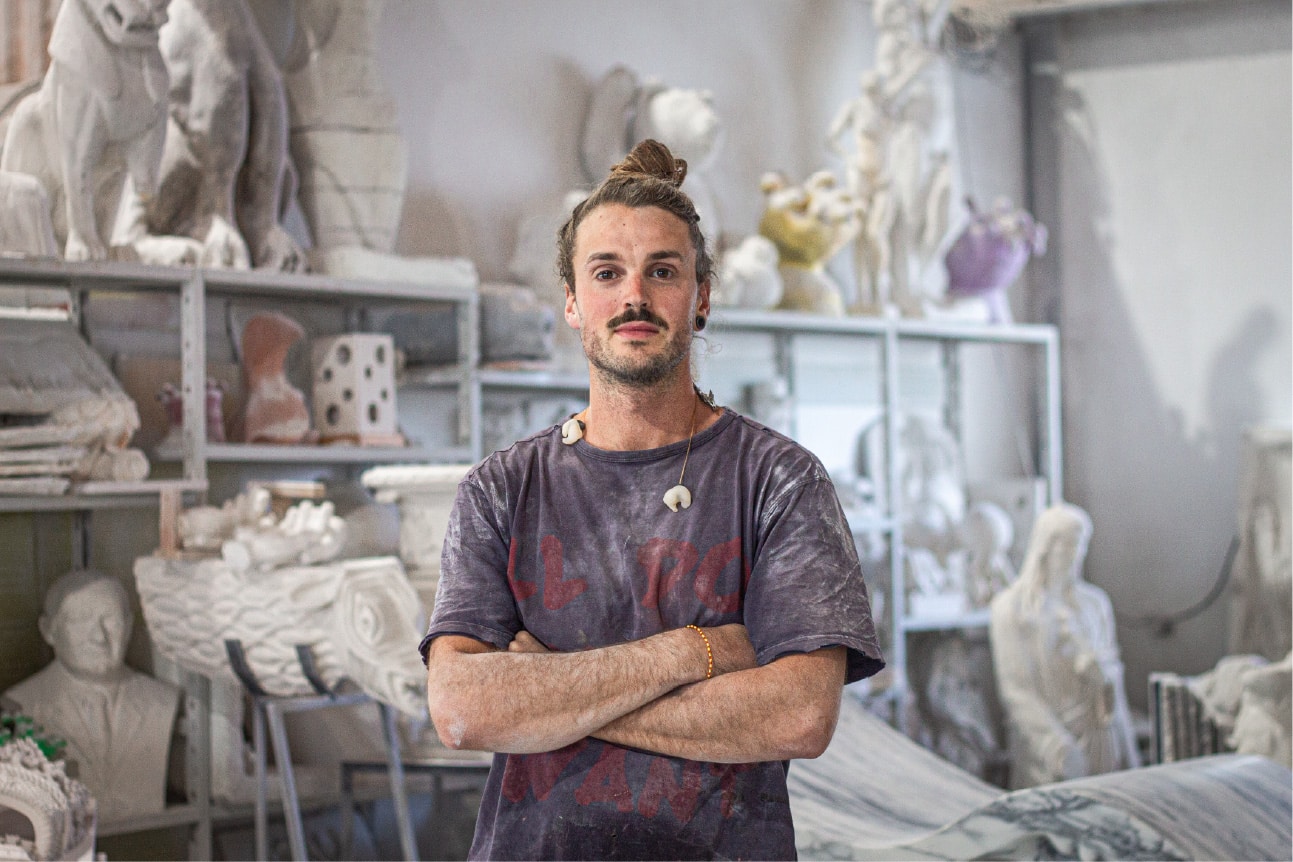 Tom Jablin in his studio